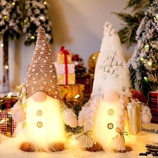 ACAREY Weihnachtsdeko 2 Stück Weihnachten Wichtel mit Licht, Deko H32/55cm Plüsch Figuren Weihnachtswichtel mit LED Weihnachten Herbsternte Beleuchtete