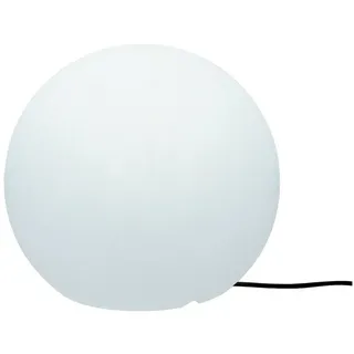 Licht-Erlebnisse Außen-Stehlampe TORI, Kaltweiß, Kabel Stecker Weiß IP65 inkl. E27 LED 6500 K Ø 40 cm Kugelleuchte weiß