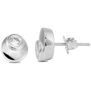 AKZENT Paar Ohrstecker Kaya Ohrstecker aus 925/- Echt Silber rhodiniert rund mit Zirkonia (Paar, Paar), Damen Ohrring silberfarben