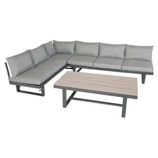 Largo Gartenlounge-Set Aluminium für 6 Personen mit Tisch - Grau