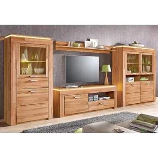 VOGL Möbelfabrik Wohnwand, (Set, 4-St), Set 4 tlg. besteht aus 2 Vitrinen, 1 Lowboard und 1 Wandregal beige