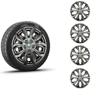 Tulamotoren Universelle Radkappen, 4er-Set, kompatibel mit Stahlfelgen, Snap-On-Design, strapazierfähiges PP-Material, mit verstellbarem Stahl-Sicherungsring (Gunmetal-Grau, 17 Zoll)