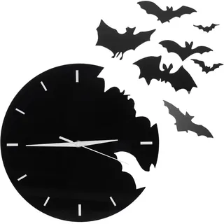 Milisten Wanduhr, Wanduhr, Fledermaus-, modern, Nicht tickend, geräuschlos, Fledermaus-Signal, Batterie, Digitale Uhr, Acryl, Metall-Kollektion, 3D, 1 Set