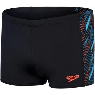 Speedo Hyperboom Panel Aquashort | Schwimmtraining | Fitness | Chlorbeständig für Herren, Schwarz, Picton-Blau, Sirenenrot, 40