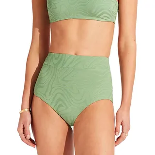 Seafolly Damen Bikinihose mit hoher Taille, vollständige Abdeckung, niedriger Beinausschnitt Bikini-Unterteile, Second Wave Palm Green, 36 - 36