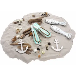 ZauberDeko Tischdeko Maritim Streudeko Mix Sand Muscheln Anker Fische Weiß Zehentrenner Türkis 650g