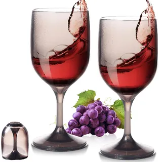 GOMETY 2er Set Weingläser Kunststoff to go,200ml Camping Weinglaser Schwimmende Weingläser für Pool, Moderne Rotweingläser Weißwein Sektgläser Weissweingläser Set für Reisen Camping Outdoor Picknick