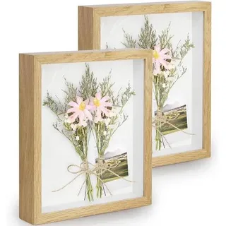 Bilderrahmen 3D Objektrahmen tief Echtglas Holzfarbe 2er 15x20 cm