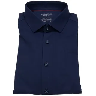 MARVELIS Businesshemd Body Fit stark tailliert bügelfrei Kentkragen blau 41