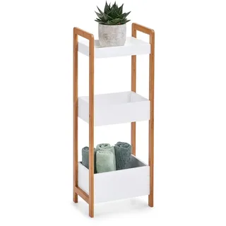 Zeller Standregal mit 3 Ablagefächern Bambus/MDF 74 cm x 22 cm x 28 cm Weiß