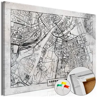 Artgeist Pinnwand Copenhagen Plan [Cork Map] schwarz 120,00 cm x 80,00 cm