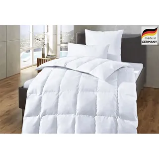 OTTO home Daunenbettdecke + Kopfkissen "Köniz, Bettdecke 135x200&155x220 cm mit Kissen Made in Green", weiß, B/L: 135cm x 200cm Anzahl Teile 1, B/L: 80cm x 80cm Anzahl Teile 1, Bezug: Baumwolle Füllung: Entendaune/-feder, leicht, Bettdecken Bezug: 100% Baumwolle.