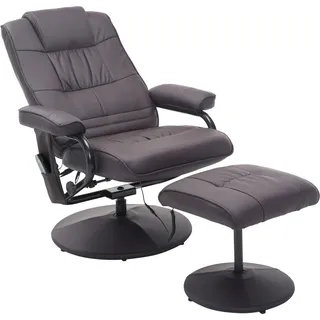 HOMCOM Massagesessel mit Hocker, drehbarer Relaxsessel mit Massagefunktion, elektrischer Fernsehsessel mit Liegefunktion, Fernbedienung, Kunstleder, Braun   Aosom.de