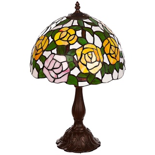 Birendy 12 Zoll Tischlampe Tiffany Libelle groß Motiv Lampe Dekorationslampe, Farbe:Tiff 178 Rose gelb
