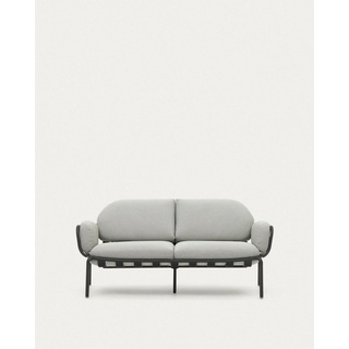 Natur24 Sofa 2-Sitzer Gartensofa Joncols 164 x 80 x 72 cm Aluminium Grau Stuhl