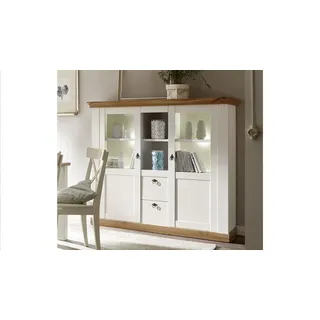 Highboard Landhaus Anrichte Pinie weiß Wotan Eiche Esszimmer Kommode Wohnzimmer