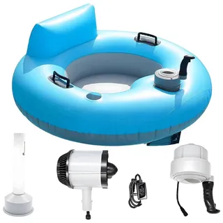 ErShangMao Elektrische Aufblasbare Poolliege, Motorisierte Pool-Schwimmhilfe Für Erwachsene, 50-W-Betriebener Schwimmreifen Mit Weicher Rückenlehne, Getränkehalter, Flusslauf-Schwimmreifen