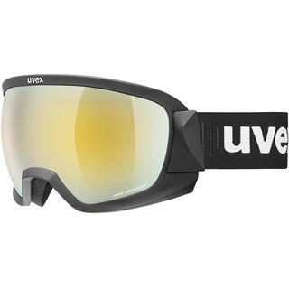 uvex contest CV - Skibrille für Damen und Herren - konstraststeigernd - verzerrungsfreie Sicht - black matt/gold-green - one size