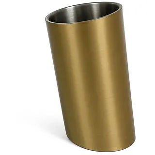 Flaschenkühler & Sektkühler | Weinkühler Champagnerkühler Eiswürfelbehälter - Eiseimer Edelstahl doppelwandig | Isoliert & rostfrei | Gold Optik | 18 cm Höhe | Geschenkidee