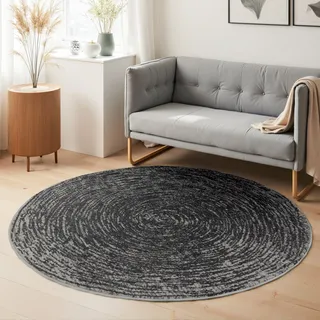 HANSE HOME Teppich HANSE HOME "Cavallo", grau, H:9mm Ø:120cm, Polypropylen, Teppiche, Teppich, Wohnzimmer, Schlafzimmer, Flur, Kurzflor, meliert, Vintage, weich