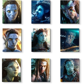 Avatar The Way of Water Poster Prints (2022) Pandora Movie Character Wall Art Set of 9 Posters: Jake Sully, Neytiri, Kiri, Miles, Tsireya, Ronal, Tonowari, Lo'ak, Colonel Miles Quaritch