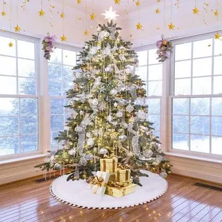 Weihnachtsbaum Rock Weiß Plüsch Groß 122 cm Christbaumdecke Fell