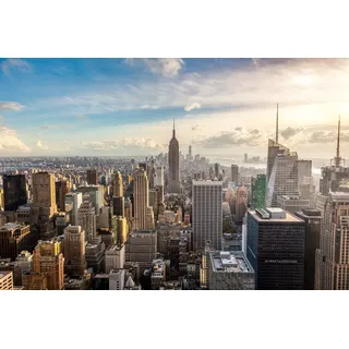 Papermoon Fototapete VLIES-Tapete Premium "Skyline von New York City", Kleister KOSTENLOS, reduziert, 3D-Effekt, restlos trocken abziehbar, (044), Wandtapete Bild Dekoration Wand-Dekor Motiv Tapete Poster 3.5 m x 2.6 m