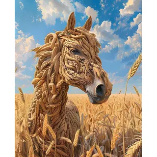 Tier Diamond Painting Erwachsene, Horse Diamond Painting Kinder Anfänger DIY 5D Vollbohrer Diamant Malerei Bilder Crystal Stickerei Kreuzstich Bastelset Erwachsene für Deko Wohnzimmer 20x30cm z-2553