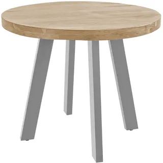 Esszimmertisch rund 140 cm Akazienholz naturfarben silber SOPHIA