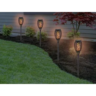 Outdoor Solarfackeln Wegeleuchten 4er Set für den Garten, Solarleuchten schwarz - Schwarz