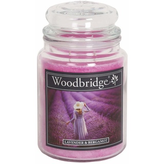 Woodbridge Duftkerze im Glas mit Deckel | Lavender & Bergamot | Duftkerze Lavendel | Kerzen Lange Brenndauer (130h) | Duftkerze groß | Lila Kerzen (565g)