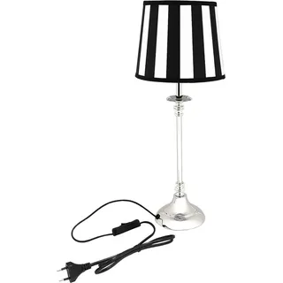 Tischlampe - Tischleuchte - Lampe - Nachttischlampe - mit Lampenschirm schwarz/weiß - 1 x E27 OHNE Leuchtmittel - B/H/T ca. 18 x 48 x 18 cm - Shab...