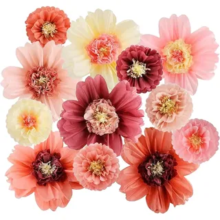 InnoStars Seidenpapier Pompons Deko 12 Stück, 50cm Rosafarben Große Tissue Papier Pom Poms, Party Dekorationen für Hochzeit, Babyparty Deko, Geburtstag, Abschlussball, Gartenparty Deko