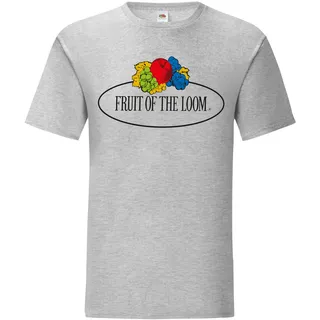 Fruit of the Loom Iconic 150 T-Shirt mit Vintage-Logo auf der Brust, graumeliert - Vintage-Logo groß, M