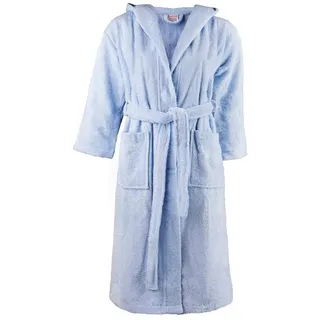 Clinotest Kinderbademantel aus Frottee – Weicher Bademantel mit Kapuze aus 100% Baumwolle, Kapuze, Bindegürtel, saugfähig und flauschig, ideal für Jungen und Mädchen blau 152