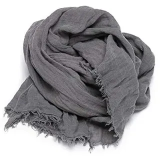 LinenMe Steel Grey Leinen Sommerschlal Garza Fringe, 100 x 200 cm - 100 x 200 cm