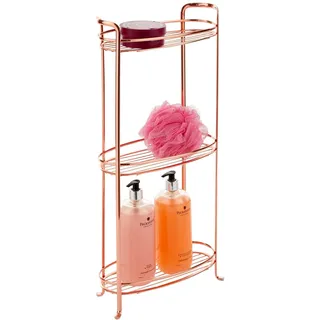 mDesign Badezimmer Regal – schmales Badregal mit DREI Körben für Kosmetik, Handtücher und mehr – Standregal im Vintage-Stil für Bad, Küche und Büro – rotgold