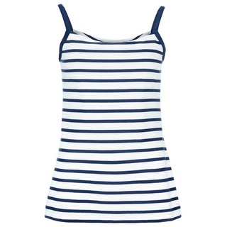 modAS T-Shirt Damen Top Streifen Maritim - Gestreiftes Shirt ohne Ärmel Baumwolle blau|weiß 38