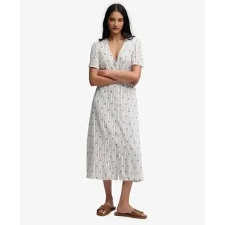 Superdry für Damen. W8012077A Beigefarbenes Midi-Teekleid mit Print (L), Lässig, Viskose, Kurzarm
