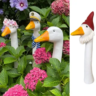 OF Gänsehals Gartenstecker Gans - Höhe 35 bis 38 cm groß - Deko Gartenfiguren für außen (Weihnachtsmann)