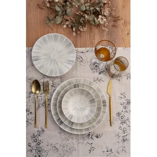 Elegant 24Piece Dinner Set, 100% Porcelain | Includes Service Plates, Bowls &...