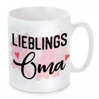 Herzbotschaft Tasse Kaffeebecher mit Motiv Lieblingsoma, Keramik, Kaffeetasse spülmaschinenfest und mikrowellengeeignet