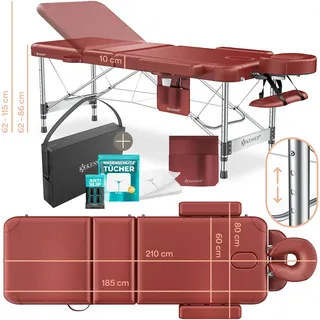Kesser KESSER® Massageliege klappbar & höhenverstellbar 3 Zonen Massagebett Massagetisch Kosmetikliege Therapieliege Aluminium + 10x Gesichtsauflage mit Kopfstütze Armlehnen & Tasche