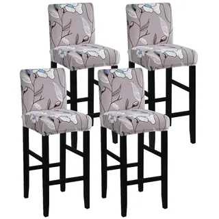FANSU Barhocker Stuhlhussen mit Rückenlehne, Stretch Stuhlbezug Esszimmerstuhlbezüge Sitzbezug Abnehmbar Waschbar für Küchen Hochstühle Barhocker Höhenverstellbar (Khaki Elegant,4er Set)