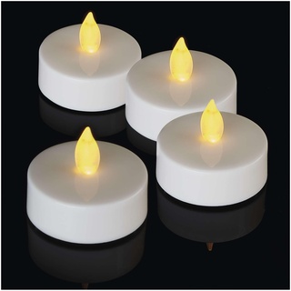 EMOS LED-Teelichter, 4 Stück flammenlose weiße Kerzen mit Flacker-Effekt, Dekoration für Weihnachten, Allerheiligen, Partys, IP20 für Innen, mit Batterie, Vintage-Warmweiß