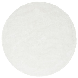 Hochflor-Teppich MY HOME "Mikro Soft Super" Teppiche Gr. L: 190 cm Ø 190 cm, 50 mm, 1 St., weiß Esszimmerteppiche besonders weich durch Mikrofaser, extra flauschig, einfarbig,