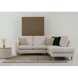 andas Ecksofa Tvinno, im skandinavischen Stil, L-Form, mit Massivholzfüßen, Breite 230 cm beige