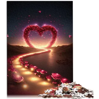 1000 Teile Puzzle für Erwachsene Herz am Strand Papppuzzle Spiele Spielzeug Geschenk 26x38cm
