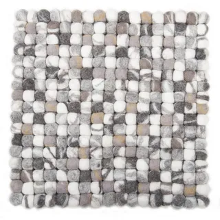 Theko Filzteppich, Natur, Textil, Abstrakt, Quadratisch, 34x34 cm, für Fußbodenheizung geeignet, Teppiche & Böden, Teppiche, Naturteppiche