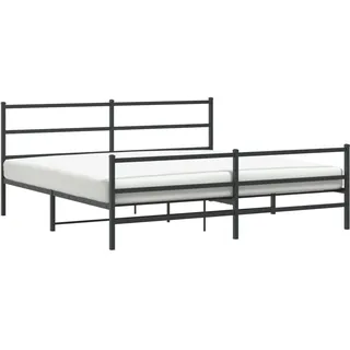 vidaXL Bettgestell mit Kopf- und Fußteil Metall Schwarz 180x200 cm